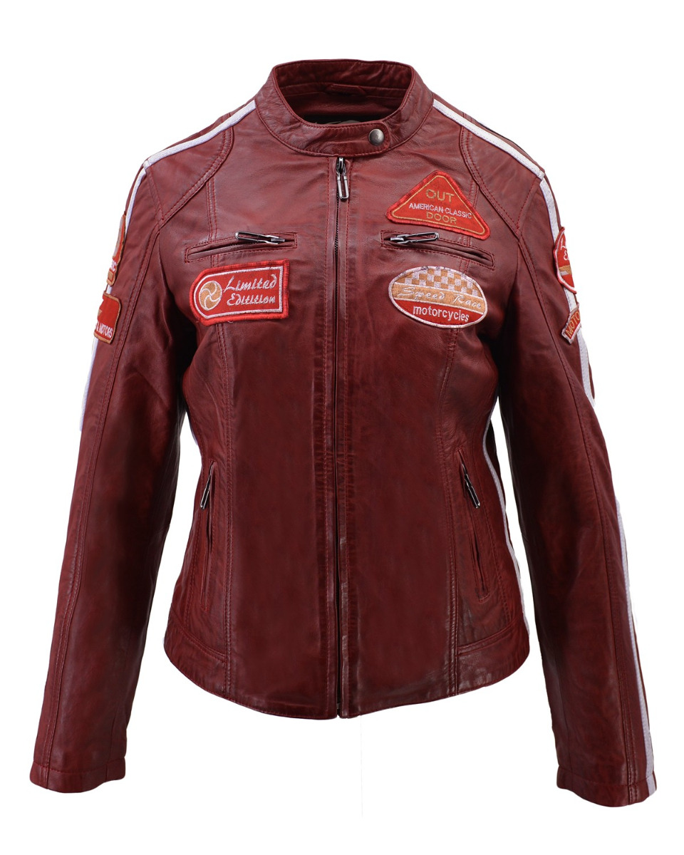 ΔΕΡΜΑΤΙΝΟ ΓΥΝΑΙΚΕΙΟ BIKER ΜΠΟΥΦΑΝ ΚΩΔΙΚΟΣ: 37-W-06 (RED) - Image 5