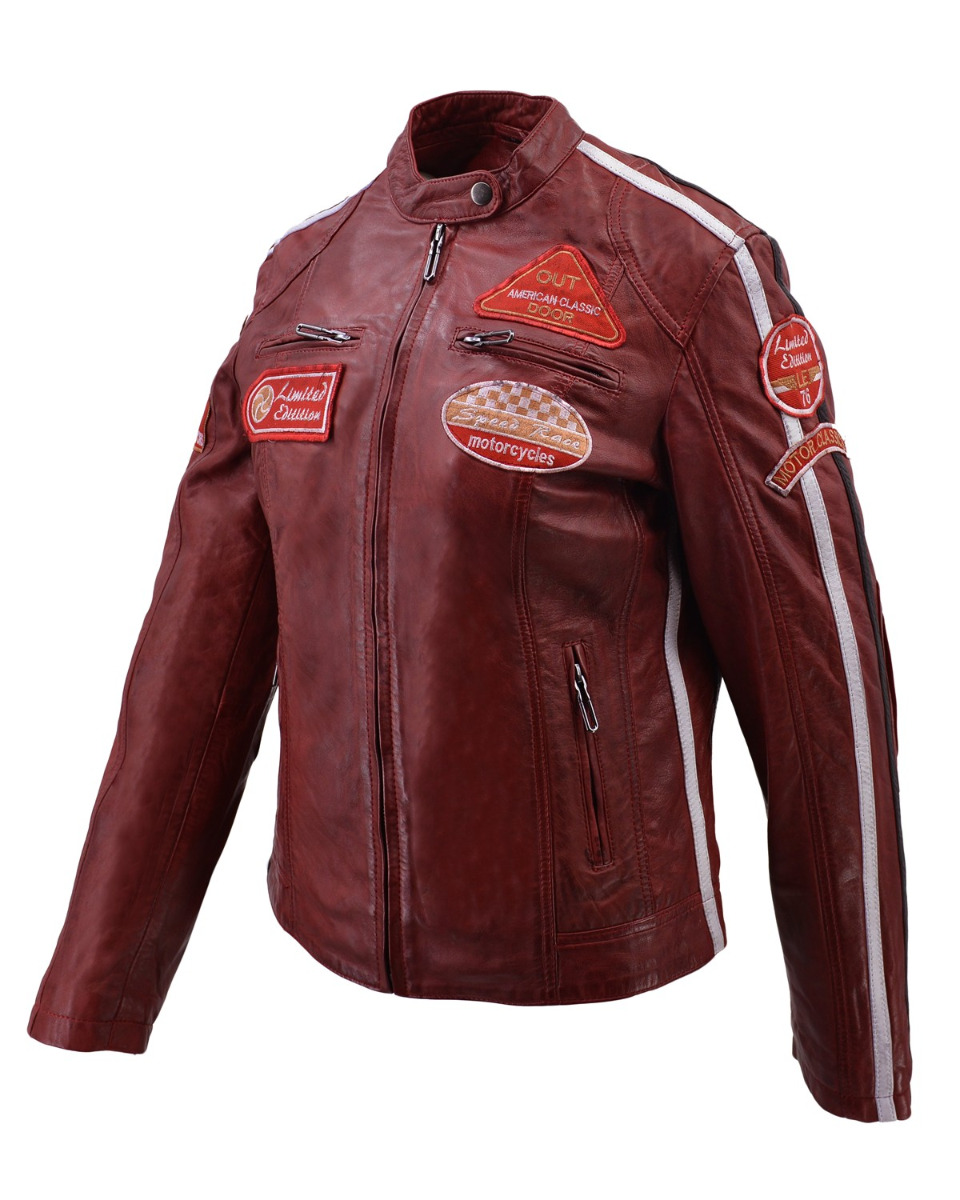 ΔΕΡΜΑΤΙΝΟ ΓΥΝΑΙΚΕΙΟ BIKER ΜΠΟΥΦΑΝ ΚΩΔΙΚΟΣ: 37-W-06 (RED) - Image 6