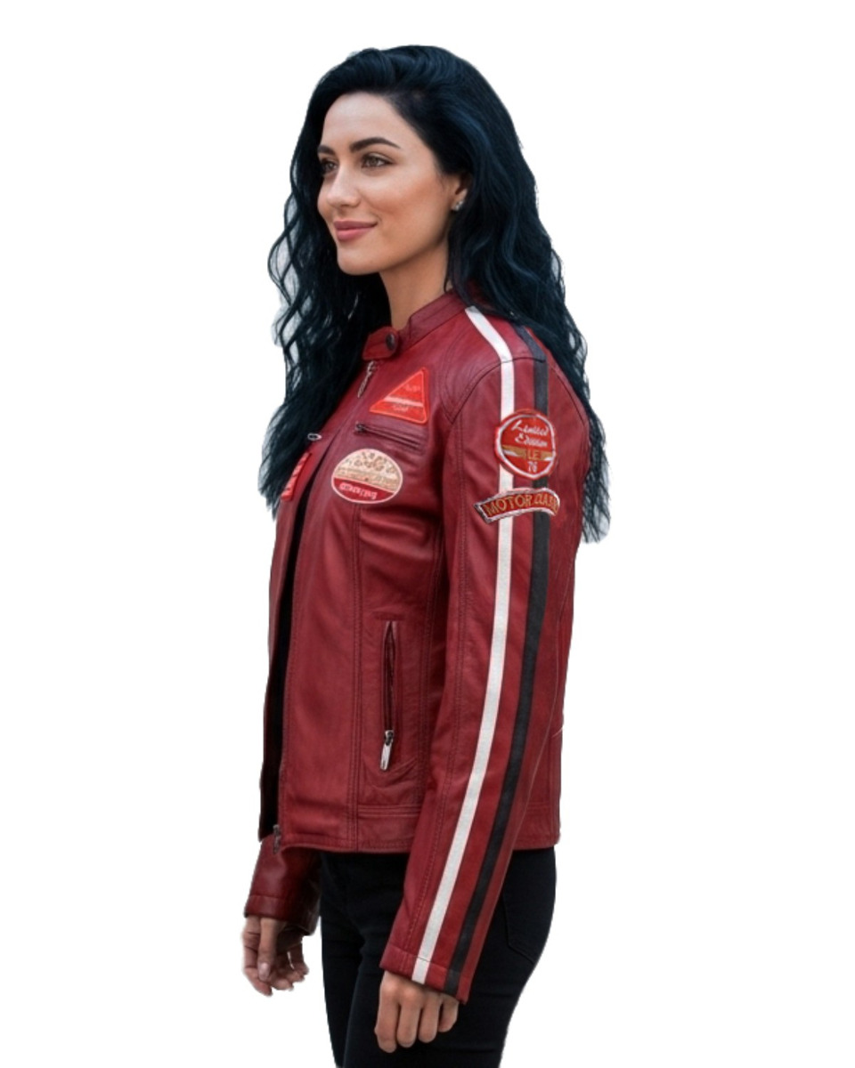 ΔΕΡΜΑΤΙΝΟ ΓΥΝΑΙΚΕΙΟ BIKER ΜΠΟΥΦΑΝ ΚΩΔΙΚΟΣ: 37-W-06 (RED) - Image 3