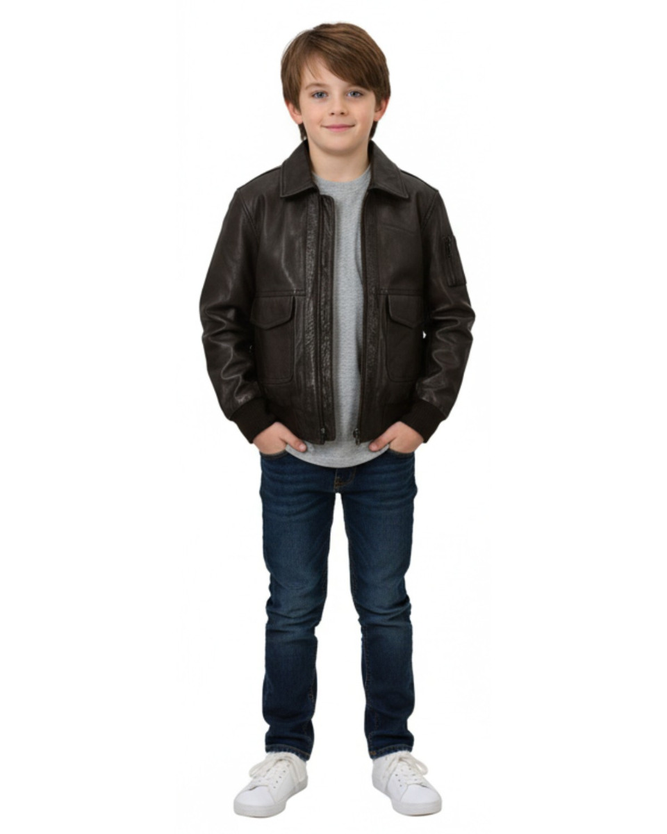 ΔΕΡΜΑΤΙΝΟ ΠΑΙΔΙΚΟ ΜΠΟΥΦΑΝ ΚΩΔΙΚΟΣ: 37-C-PILOT-KIDS (CHOCO-BROWN) - Image 3
