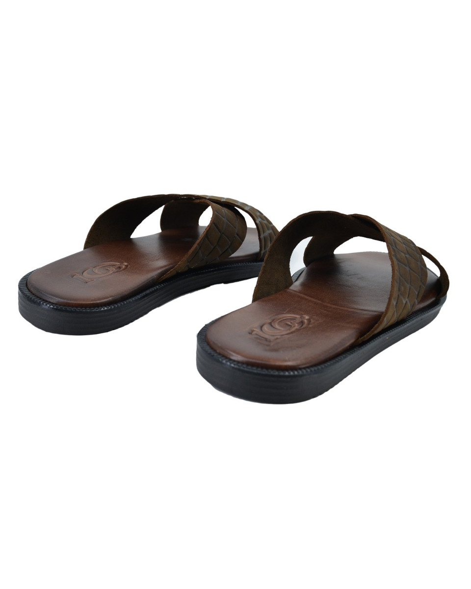 ΔΕΡΜΑΤΙΝΕΣ ΑΝΔΡΙΚΕΣ ΠΑΝΤΟΦΛΕΣ: 56-M-6/16-CROCO (BROWN) - Image 3