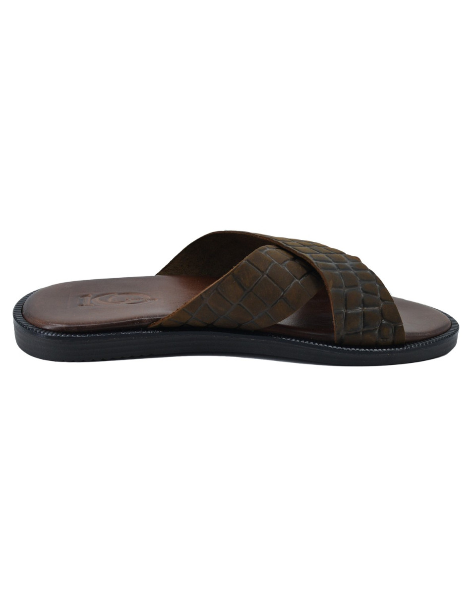 ΔΕΡΜΑΤΙΝΕΣ ΑΝΔΡΙΚΕΣ ΠΑΝΤΟΦΛΕΣ: 56-M-6/16-CROCO (BROWN) - Image 4