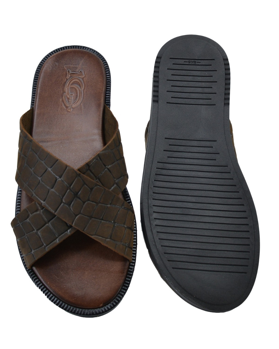 ΔΕΡΜΑΤΙΝΕΣ ΑΝΔΡΙΚΕΣ ΠΑΝΤΟΦΛΕΣ: 56-M-6/16-CROCO (BROWN) - Image 6