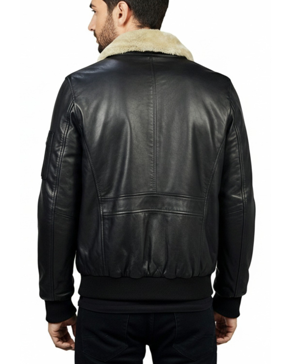 ΔΕΡΜΑΤΙΝΟ ΑΝΔΡΙΚΟ ΜΠΟΥΦΑΝ ΚΩΔΙΚΟΣ: 37-M-A2-PILOT (BLACK) - Image 3
