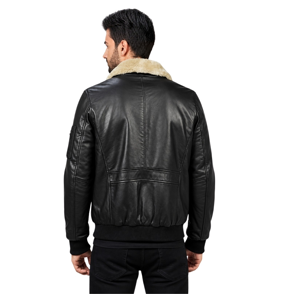 ΔΕΡΜΑΤΙΝΟ ΑΝΔΡΙΚΟ ΜΠΟΥΦΑΝ ΚΩΔΙΚΟΣ: 37-M-A2-PILOT (BLACK) - Image 2