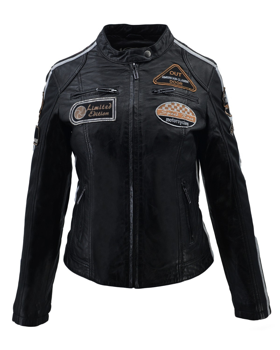 ΔΕΡΜΑΤΙΝΟ ΓΥΝΑΙΚΕΙΟ BIKER ΜΠΟΥΦΑΝ ΚΩΔΙΚΟΣ: 37-W-06 (BLACK) - Image 4