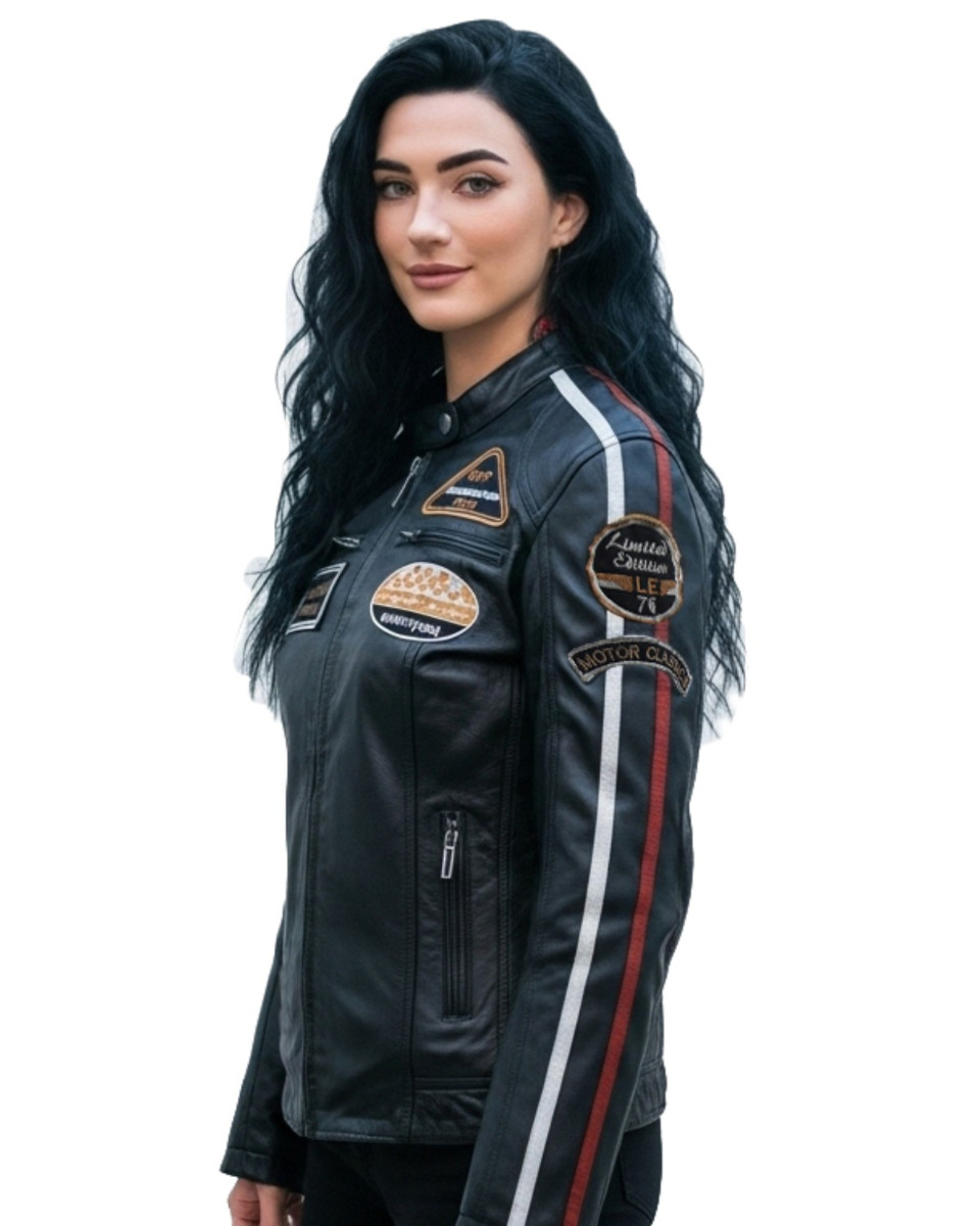 ΔΕΡΜΑΤΙΝΟ ΓΥΝΑΙΚΕΙΟ BIKER ΜΠΟΥΦΑΝ ΚΩΔΙΚΟΣ: 37-W-06 (BLACK) - Image 3