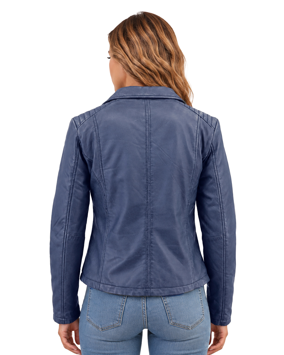 ΔΕΡΜΑΤΙΝΟ ΓΥΝΑΙΚΕΙΟ ΜΠΟΥΦΑΝ ΚΩΔΙΚΟΣ: 08-W-BIKER-L(NAVY) - Image 2